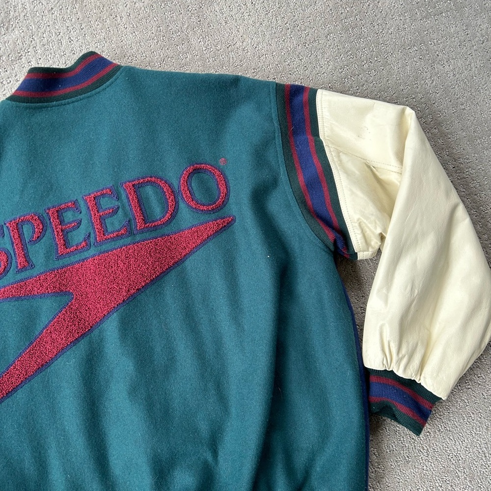 Vintage 90s Speedo varsity letterman bomber coat men’s large - Picture 6 of 10